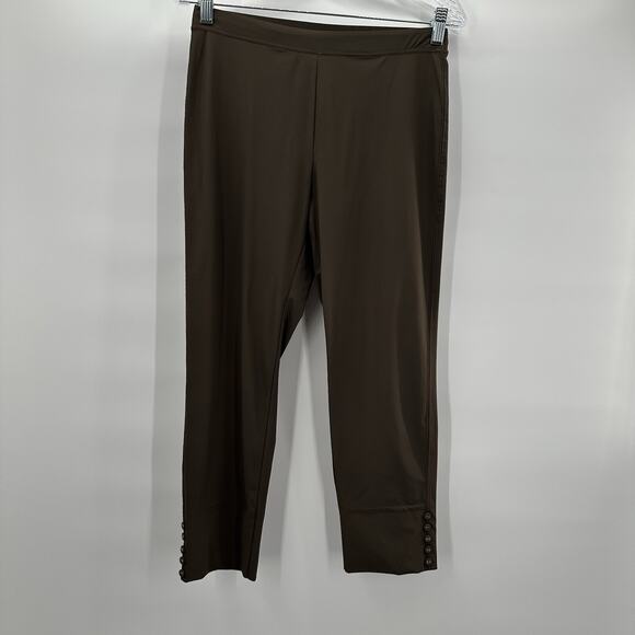 IC by Connie K Pants - IC Connie K Pants Womens Medium Brown Tan Pull on‎ Crop Stretch Slinky Art